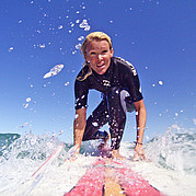 Foto de acción desde la perspectiva del alumno capturando el take-off con una GoPro.